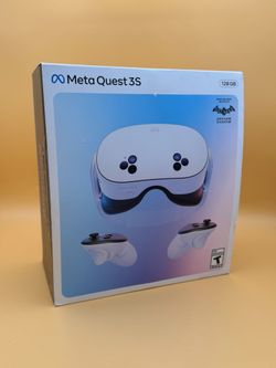 META QUEST 3S 128GB VR HEADSET WITH BOX AND CONTROLLERS USED