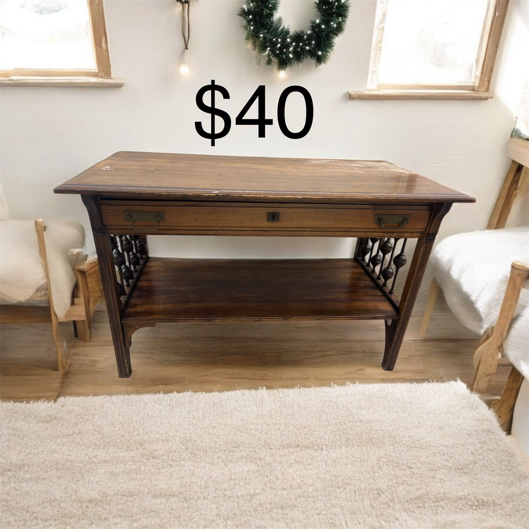 Antique solid wood coffee table