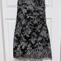 Brand New ABS Allen Schwartz Black & Silver Strapless Sequined Dress - Size 2