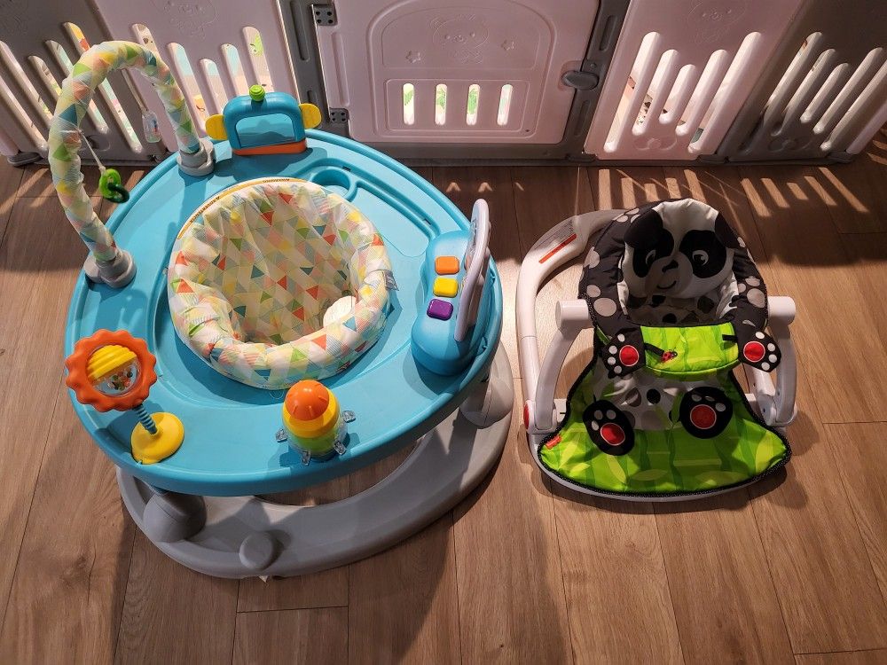 Baby Walker, Bouncer & Activity Center & Foldable Baby Chair With Toys