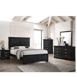 4- Pc Bedroom set Dresser,Mirror  Nightstand (1) Queen size bed frame  Not including Mattress and Box Sp