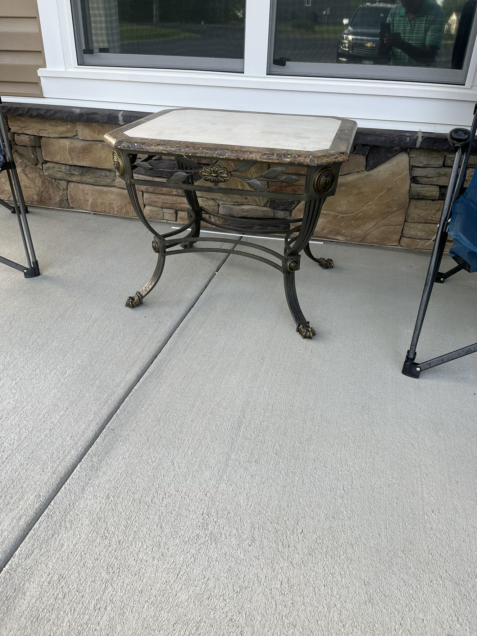 Brass and Marble Antique Table