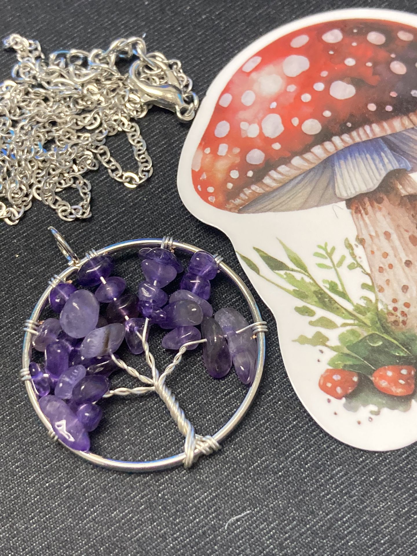 Wire Wrapped Hand Crafted Crystal Tree Of Life Necklace