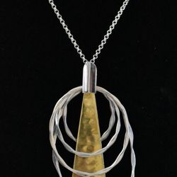 Unique RLM Studio Sterling Silver Brass Modernist Necklace 12G 18" New In Box