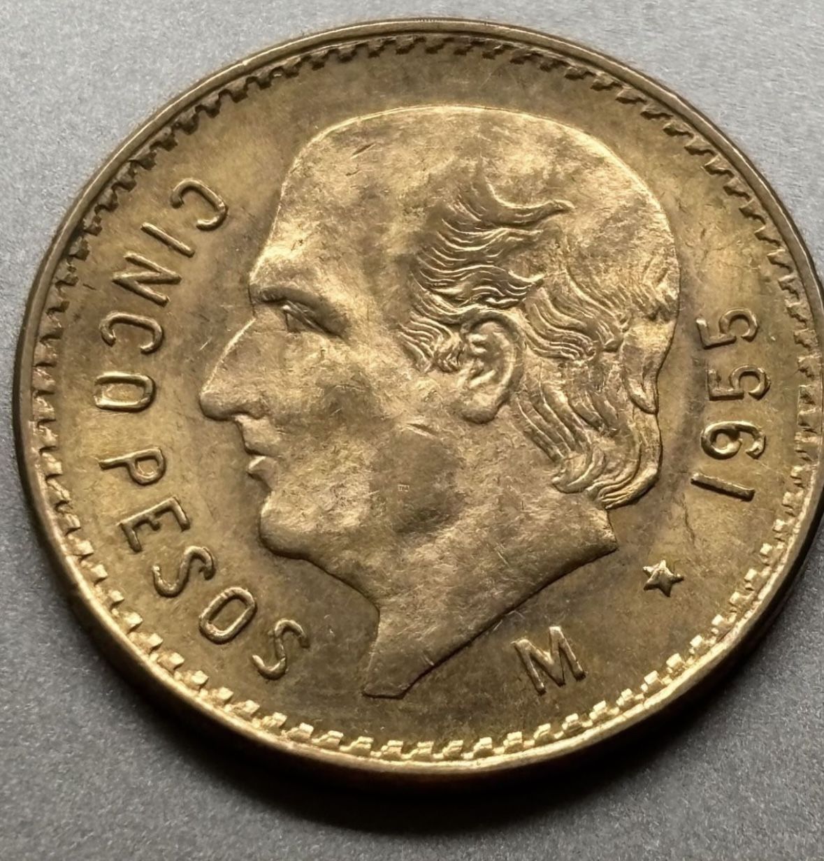 Cinco Pesos 1955. Gold Coin Of Mexico