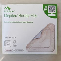 Mepilex Border Flex Silicone Foam Dressing 6" x 6" Molnlycke 595400 03/28 USA