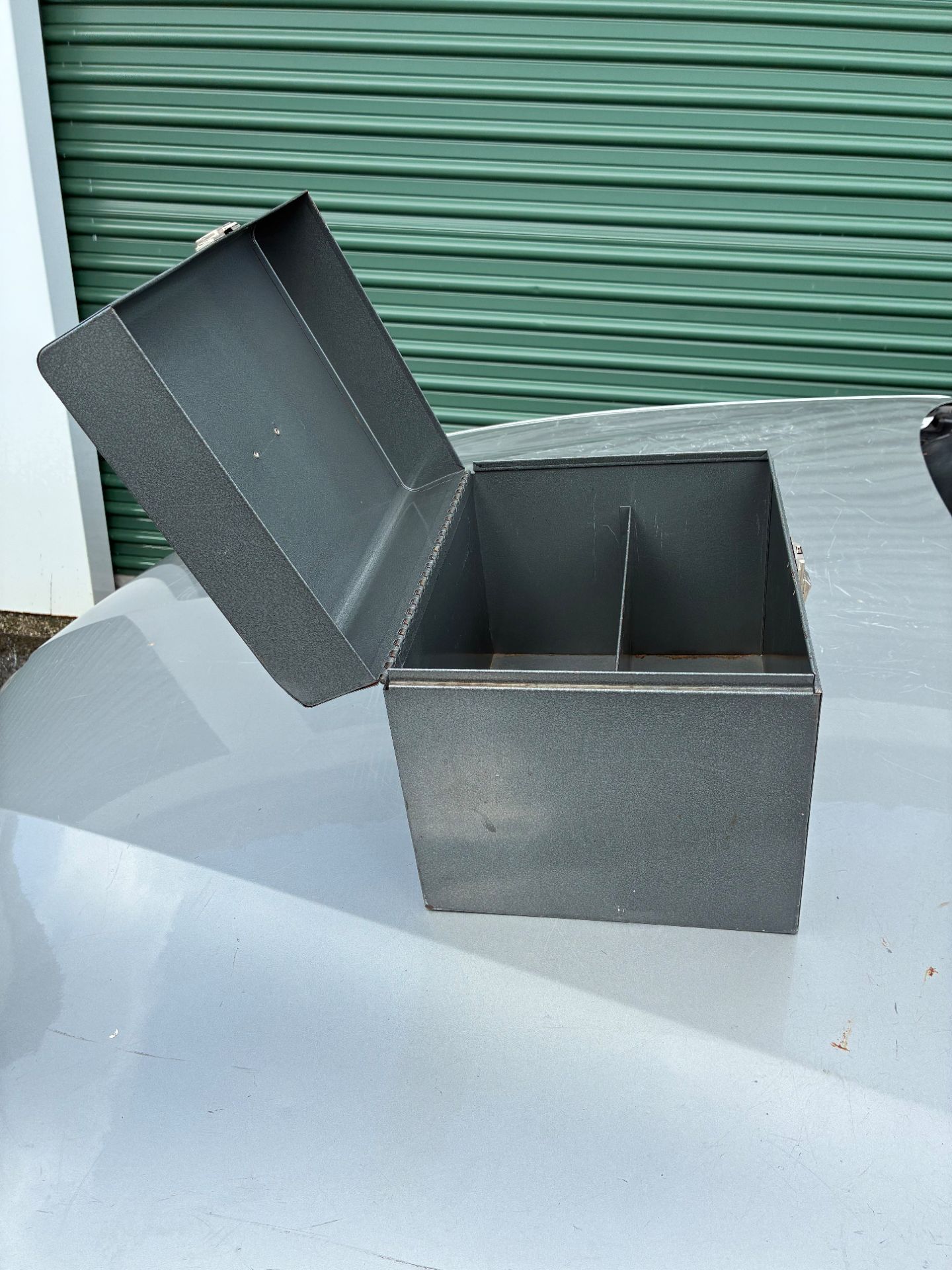 Locking metal box with key