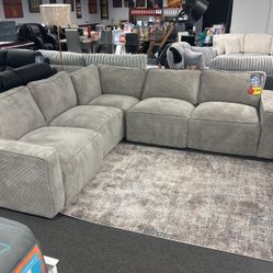 Amazing Offer Now👍Beautiful Beige Corduroy Sofa Furniture Sectional With Two Power Recliners $1599