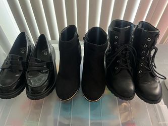 3 Pairs Black Girls Shoes Bundle
