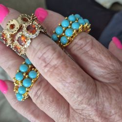 4 Pairs Of Gold Plated Gemstone Earrings $15 Each