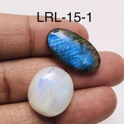 Labradorite & Rainbow Oval Shape-2Pc-Lot-LRL-15-1