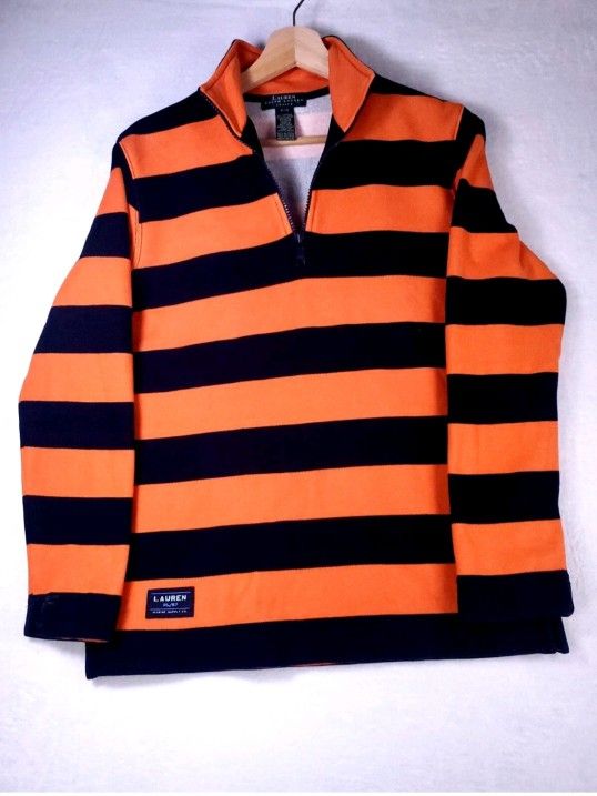 Lauren Ralph Lauren Quarter Zip Stripped Long Sleeve Shirt Size 67 Sku 029