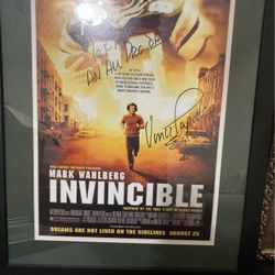 Mark Wahlberg & Vince Papale Signed "Invincible" 11x17 Movie Poster Print Inscribed 