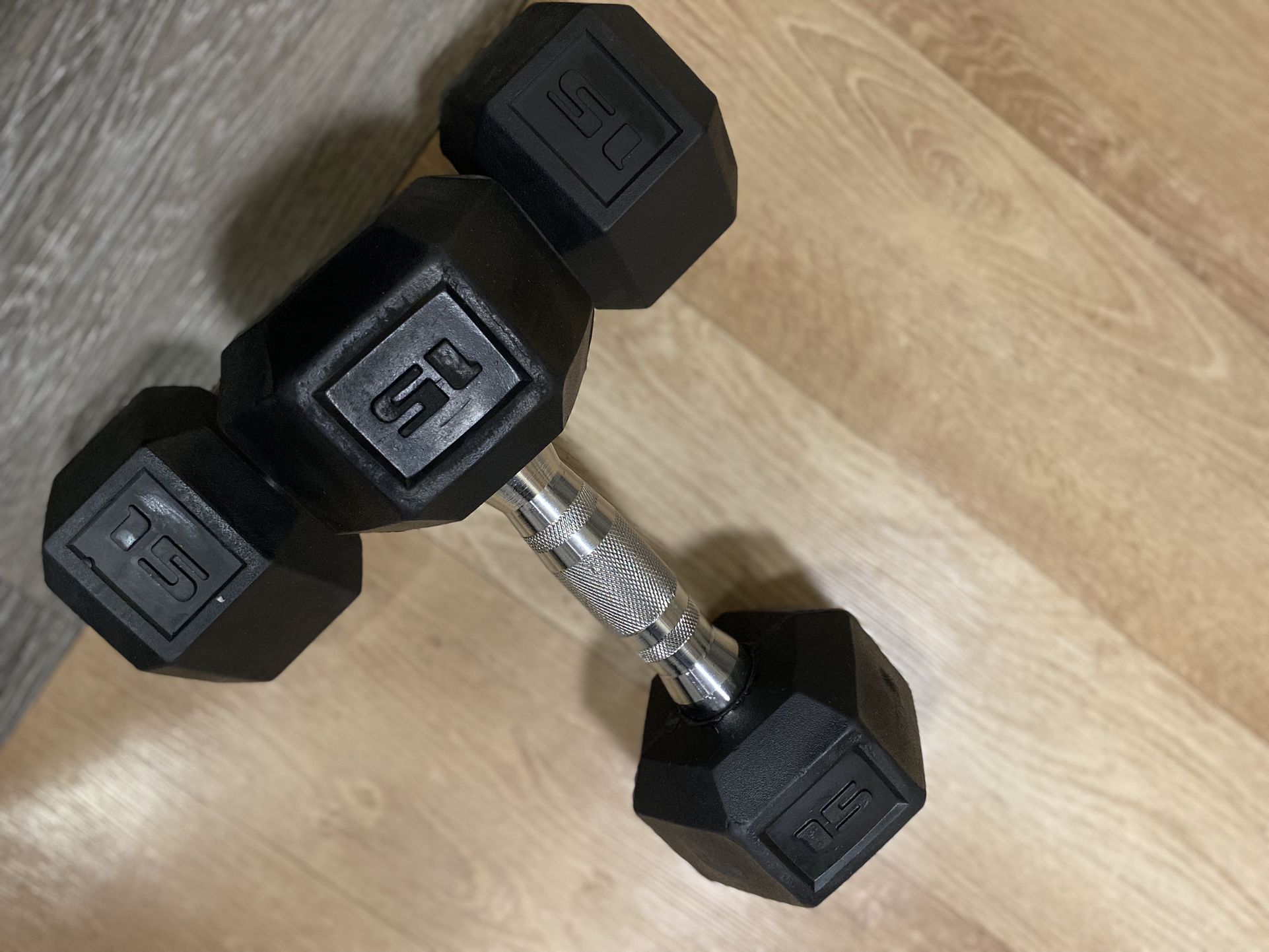 15lb Rubber Hex Dumbbell’s