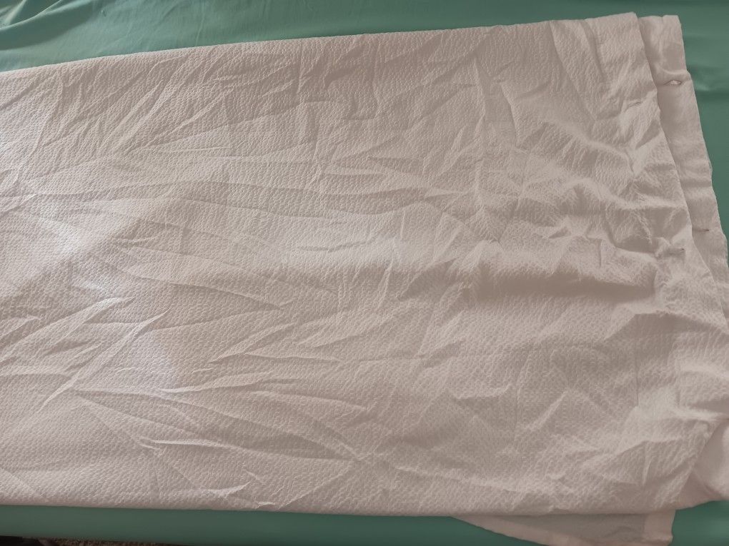 White Waffle Look Fabric Shower Curtain