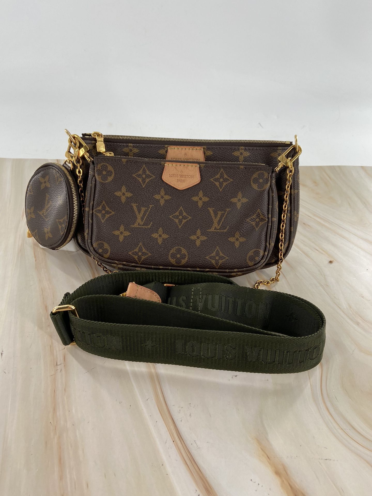 Authentic Louis Vuitton Multi Pochette Accessoires Shoulder Bag Monogram Canvas Brown