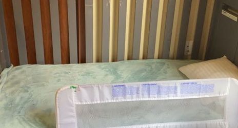 Grey toddler bed/Crib With Side Railing