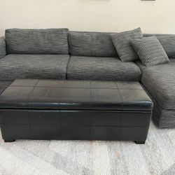 Black Leather Storage Ottoman