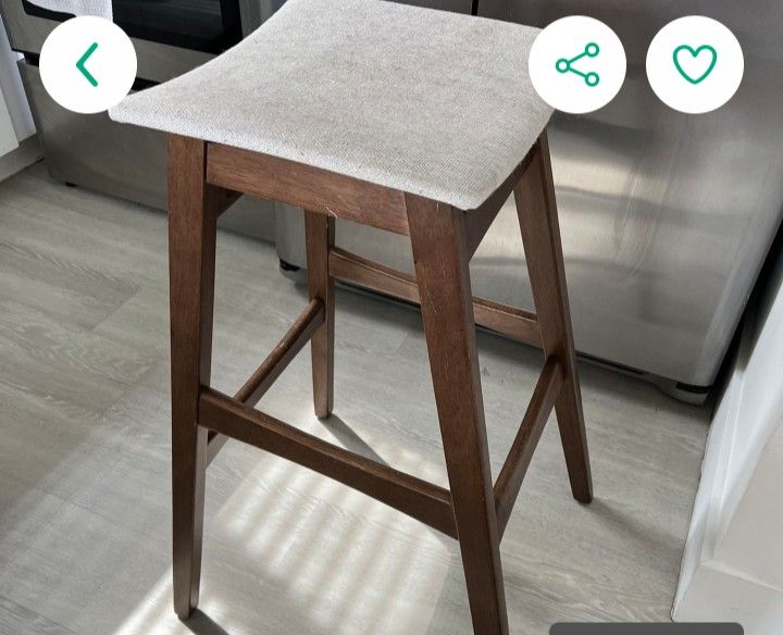 Set of 2 Bar Wooden Stools