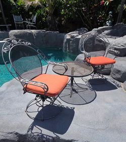 Wrought Iron Patio Bistro Set with Cushions
