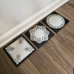 Umbra Set Of 3 Decorative 8" Lace Print Hanging Mirrors Home Decor
