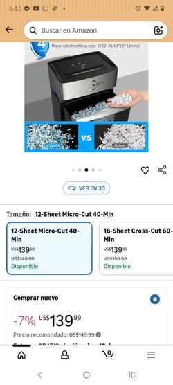 BONSEN 12-Sheet Micro Cut Paper Shredder for Home Office Use, High Security Level P-4/55 dB Ultra-Quiet / 40-Minutes Shredding Shreds Credit Card/Stap