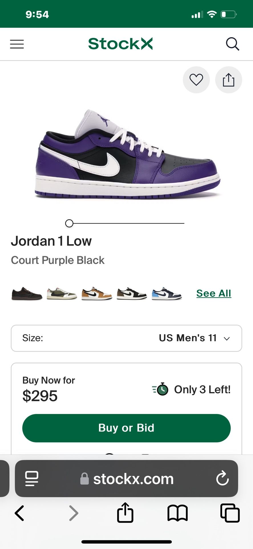 Jordan 1 Low Court purple NEW