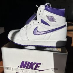 Air Jordan 1 High OG White Purple – Women’s 5.5 (New)