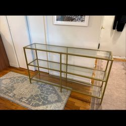 Gold Metal and Glass 3-Tier Console Table