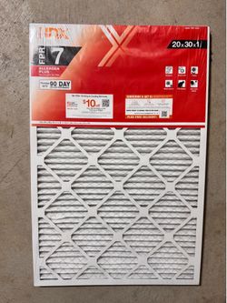HDX 20x30x1 Allergen Plus Pleated Air Filter FPR 7 NEW (sealed )