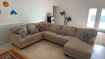 Large Beige Sectional Couch