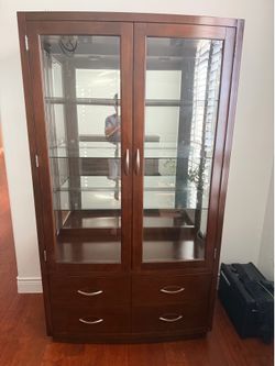 Kathy Ireland Home Lighted Curio / Display Cabinet with Glass Shelves