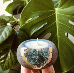 Free free free ! Crystal Concrete Wax Candle - Geode Small Plant Pot - Air Plant Holder