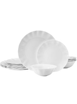 Mikasa Elodie Scalloped 12 Piece Bone China Dinnerware Set