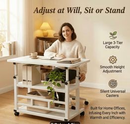 New! Extra Large Height-adjustable, Multi-functional Universal Desk Features Movable Casters, Making It Ideal for Home Offices, Studies, Bedrooms, and