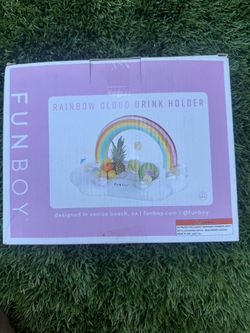 Fun boy, rainbow cloud, drink holder inflatable floating