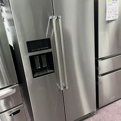 Refrigerator, Kitchen Aid 36” W Side By Side Fridge 
