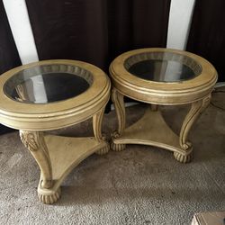 Brown Glass Round End Tables Used $20