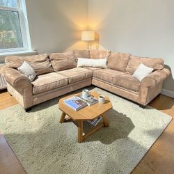 Microfiber Light Brown Sectional Couch 