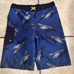 🦈 Shark themed Youth Size XL (16) Swimsuit Trunks by Cat and Jack Target brand in like new condition 