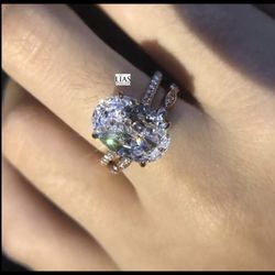 New 18k White Gold Wedding Ring Set 