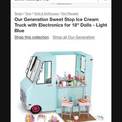 Our Generation Sweet Shop Ice Cream Truck For 18” Dolls  American Girl