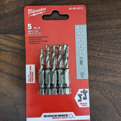 New Five-piece Milwaukee Drill And Tap Set