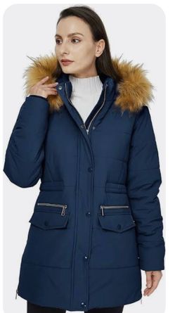 WenVen Women’s LARGE Winter Thicken Cotton Coat Heavy Lined Hooded Parka Jacket