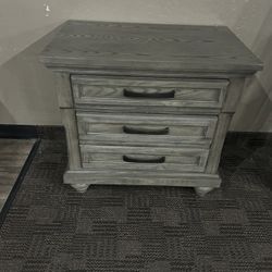 Rustic Large Gray Nightstand 