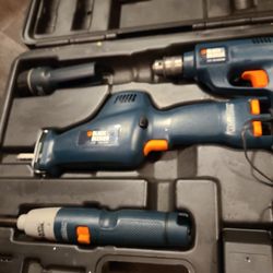 Black N Decker Drill Salsaw And Inpact Charger And Two Battery's Works Like New Compact And Ready On The Go Work Or At Home Getting Jobs Done.