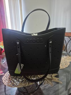 Black Croc rubber tote.