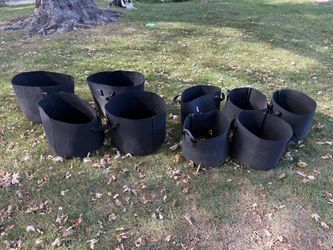 Black Fabric Grow Pots with Handles – Set of 8
