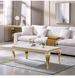Coffee table, end table , hallway table FAUX marble GOLD Tone legs