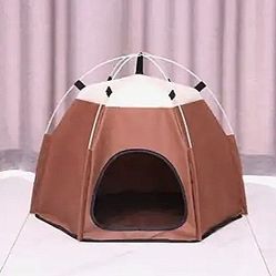 Dog or Cat House Bed Tent Brown 